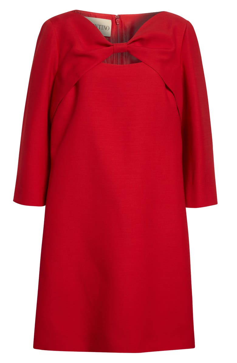 Valentino Bow Solid Crepe Couture Minidress, Main, color, Pink