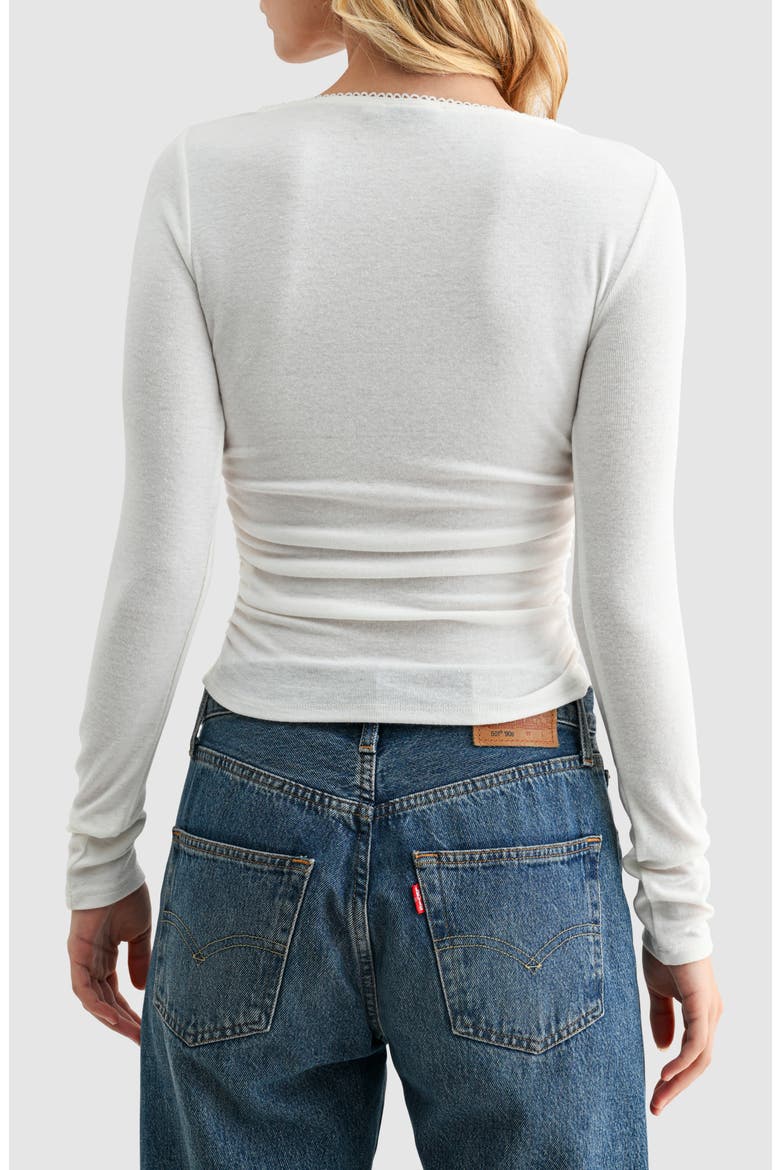 Side Cinched Long Sleeve Top, Alternate, color, IVORY
