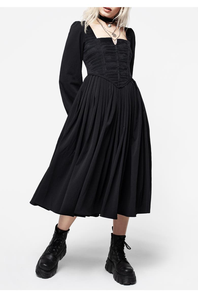 Mina Corset Midi Dress, Main, color, Black