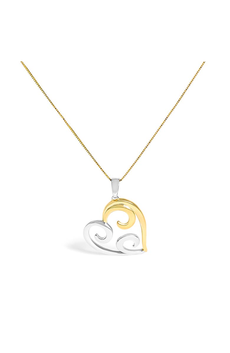 Haus of Brilliance 10K Yellow Gold Over Silver Open Heart with Swirls Box Chain Pendant Necklace, Main, color, Yellow