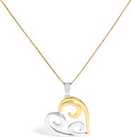 Haus of Brilliance 10K Yellow Gold Over Silver Open Heart with Swirls Box Chain Pendant Necklace