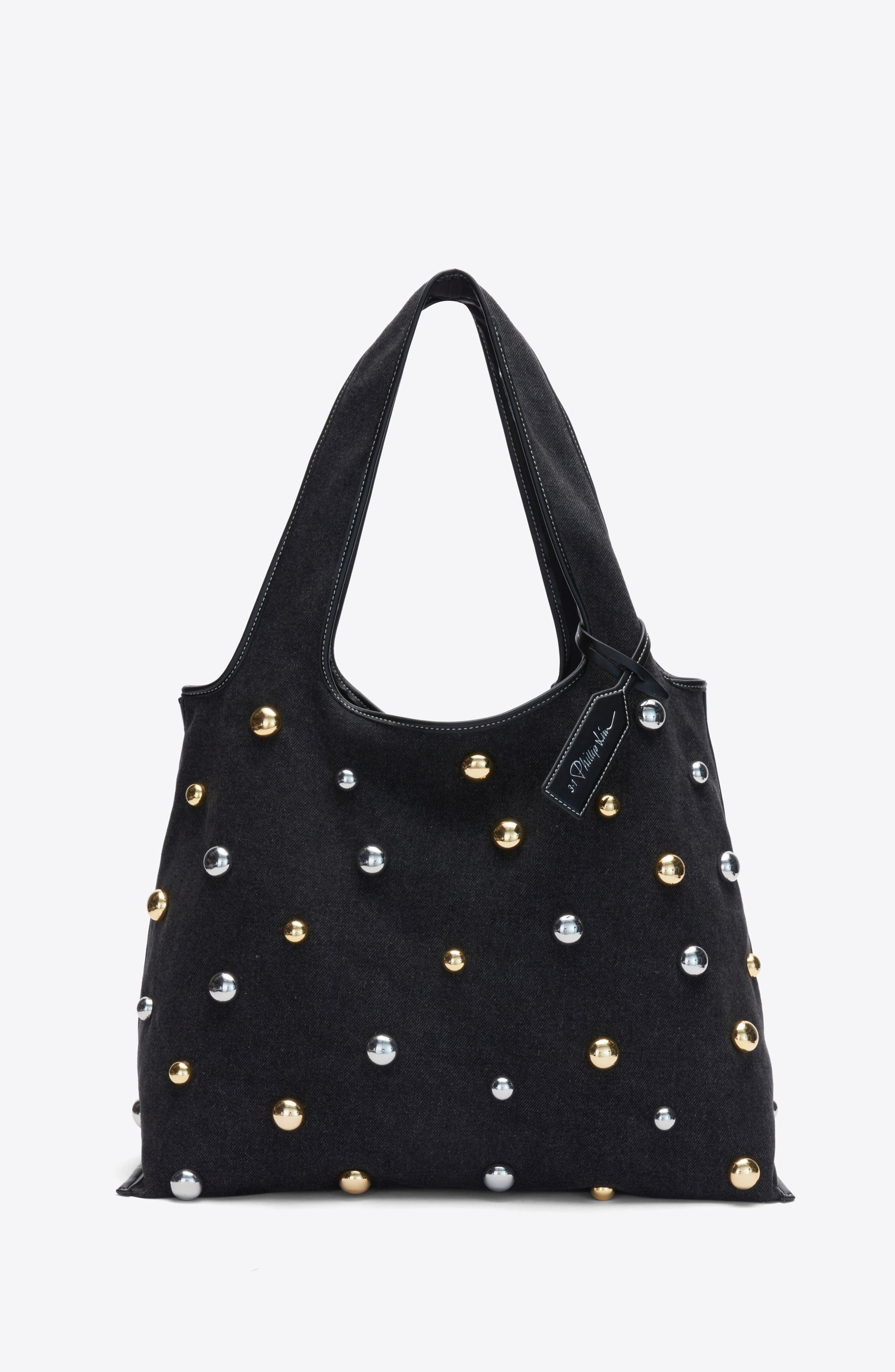 3.1 Phillip Lim Dome Embellishment Market Tote Bag, Alternate, color, Black