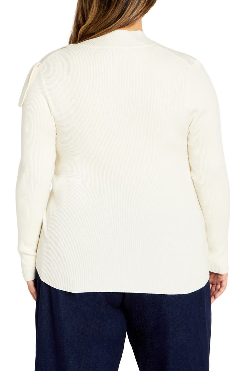 City Chic Amira Ruffle Rib Sweater, Alternate, color, 