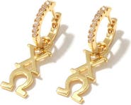 Color Shout Chi Omega Greek Letter Huggie + Charm Earrings