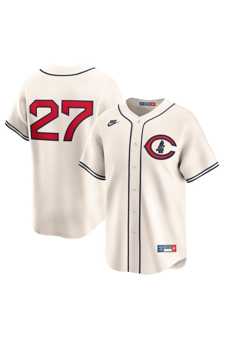 Men's Nike Seiya Suzuki Cream Chicago Cubs Throwback Cooperstown Collection Limited Jersey, Main, color, Cream