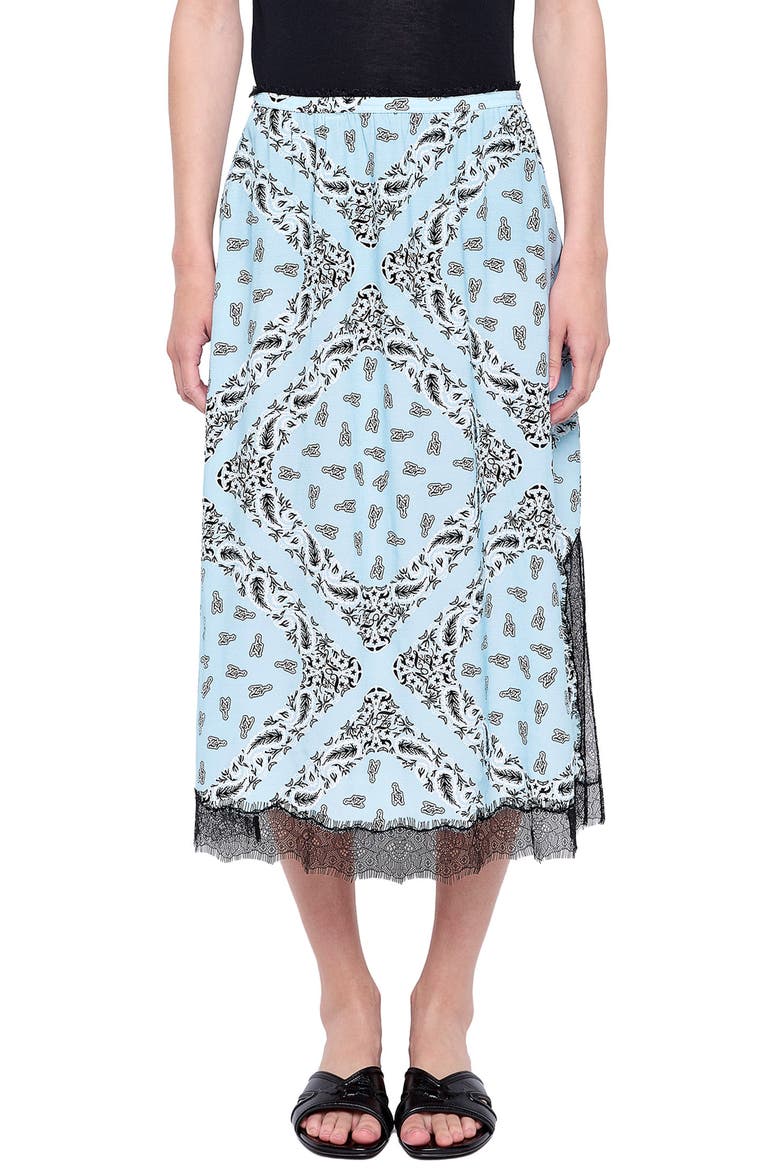 Jarvis Bandana Lace Trim Midi Skirt, Main, color, BLEU OXFORD