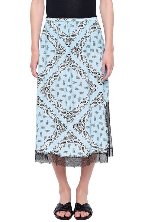 Jarvis Bandana Lace Trim Midi Skirt