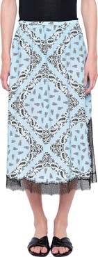 Zadig & Voltaire Jarvis Bandana Lace Trim Midi Skirt
