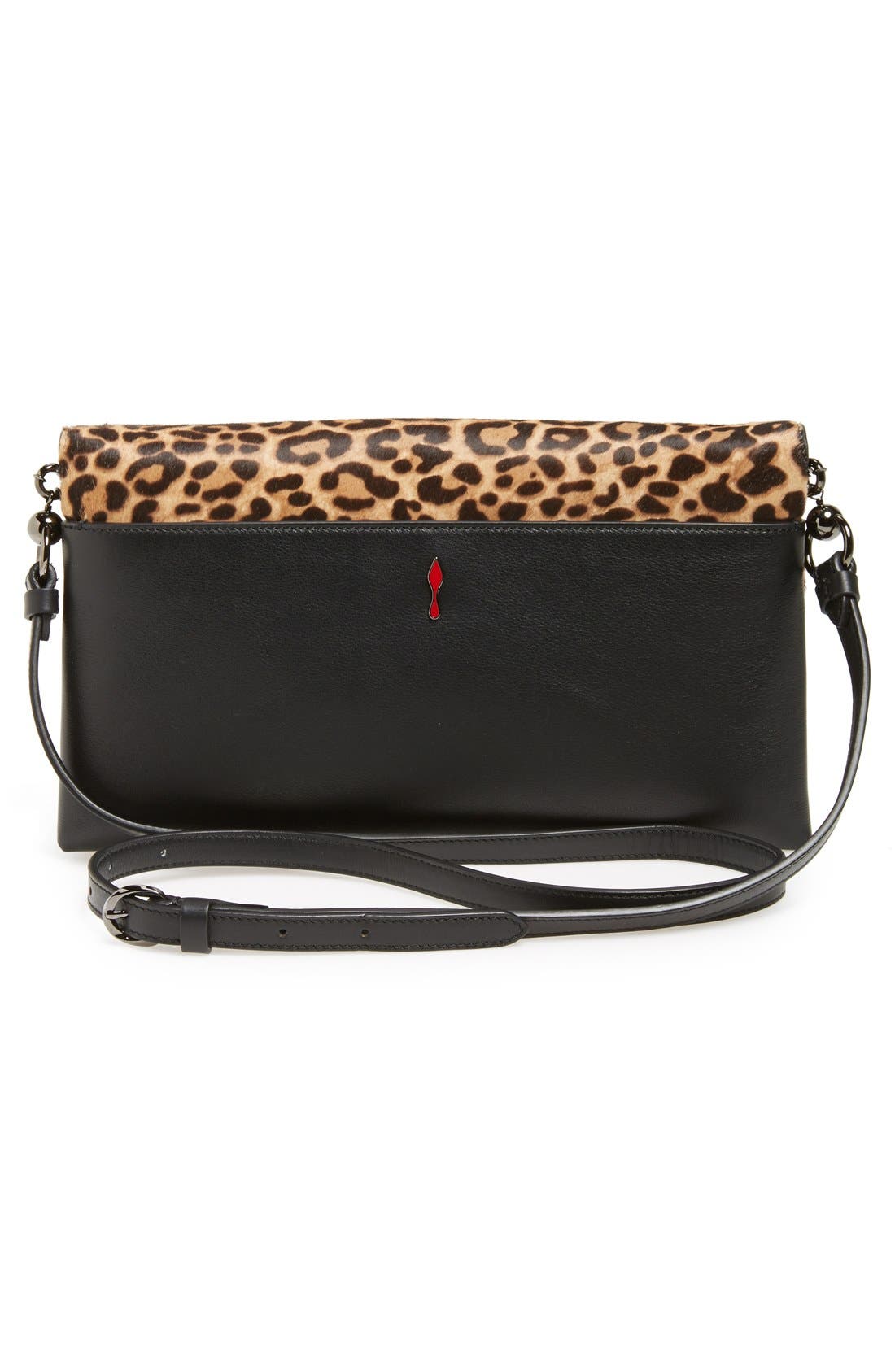 'Rougissime' Convertible Calf Hair Flap Clutch, Alternate, color, BROWN/ BLACK