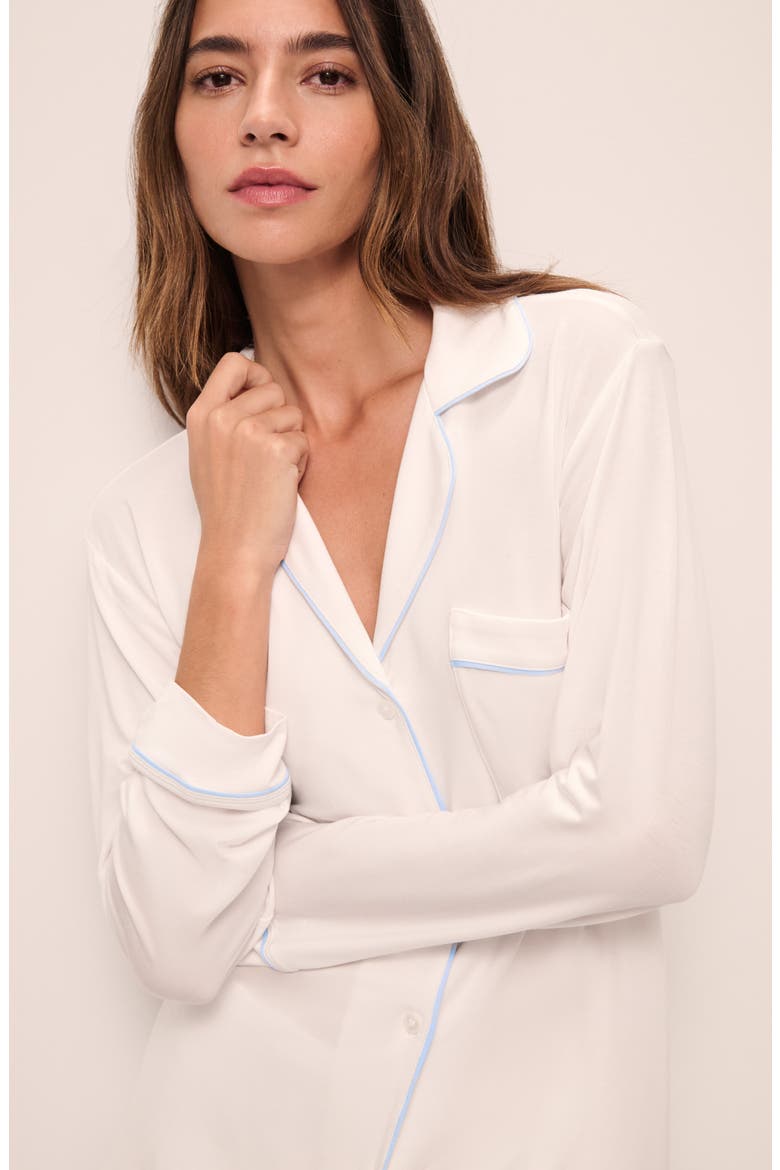 Gisele Long Pajamas, Alternate, color, WHITE/ ICE BLUE