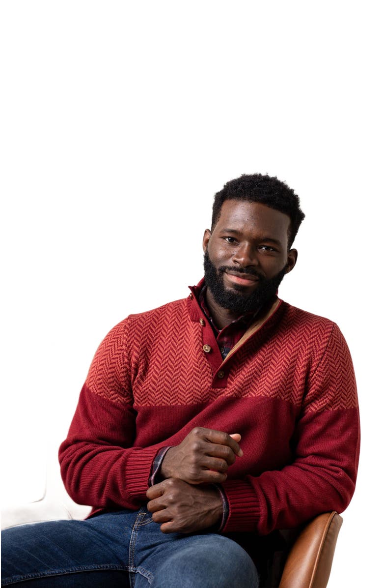 Hope & Henry Men's Organic Mock Neck Button Sweater, Alternate, color, 