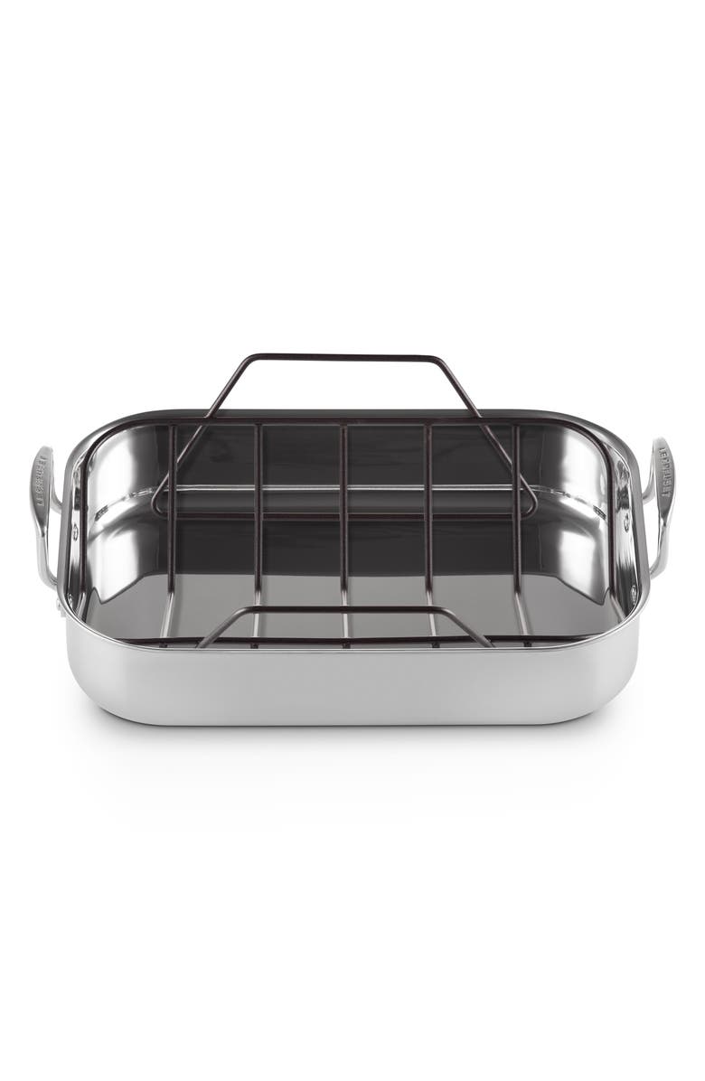 Le Creuset Classic Rectangular Roasting Pan & Rack, Alternate, color, Silver