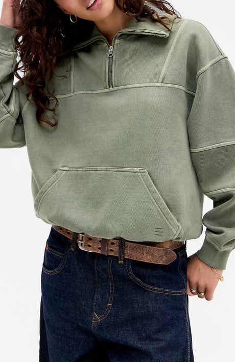 BDG Urban Outfitters Rib Yoke Quarter Zip Sweatshirt