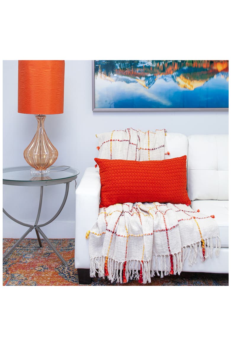 Embossed Throw Pillow, Alternate, color, ORANGE