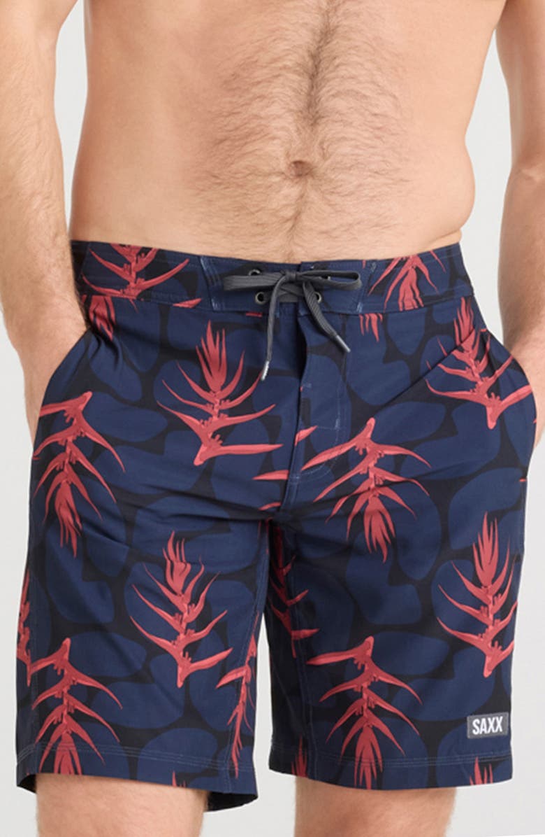 SAXX Betawave 2N1 9-Inch Board Shorts, Main, color, Wild Ginger Camo-Black