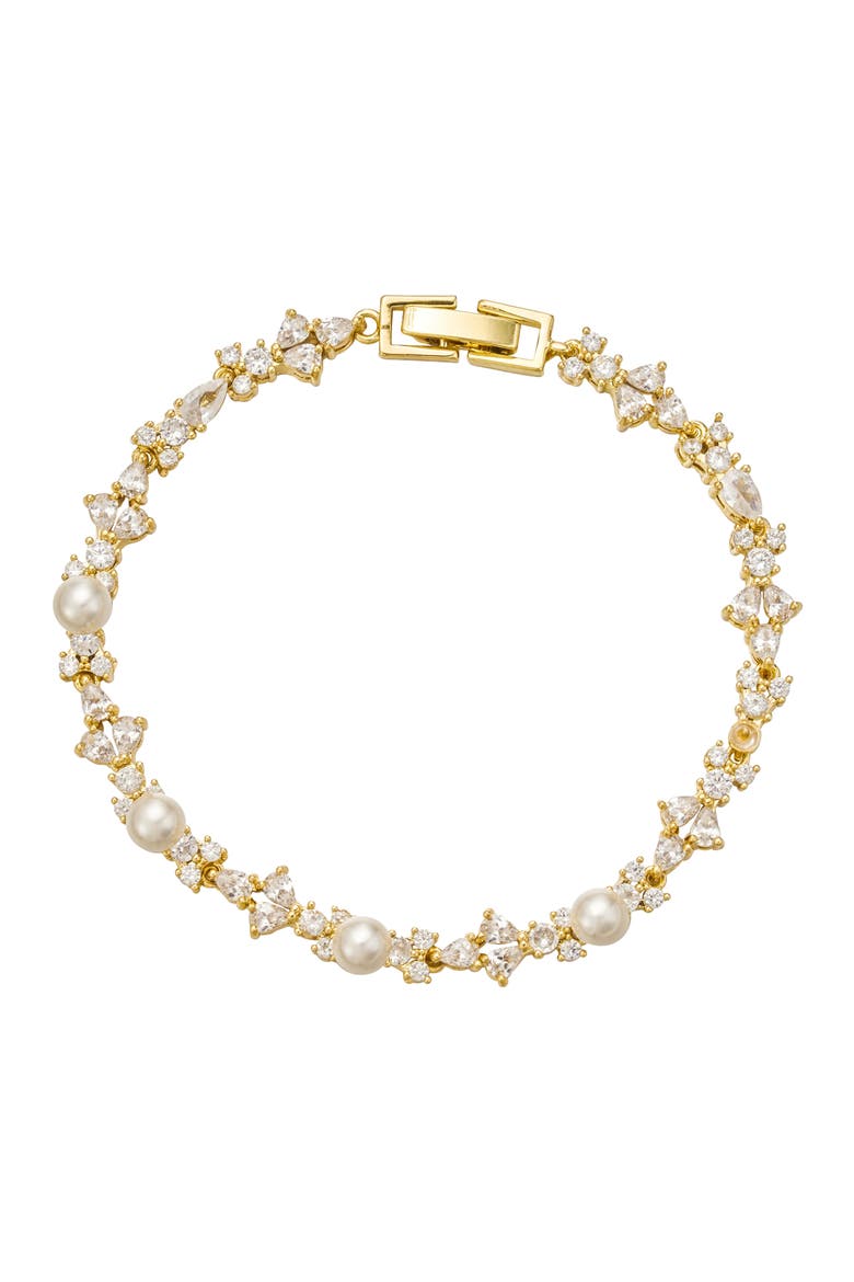 Opulent Pearl and Crystal Bracelet, Main, color, Gold