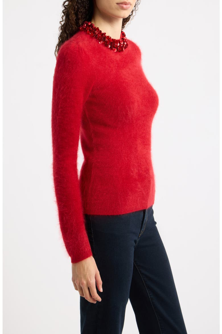 The Ling Jeweled Cashmere Sweater, Alternate, color, RED LOVE