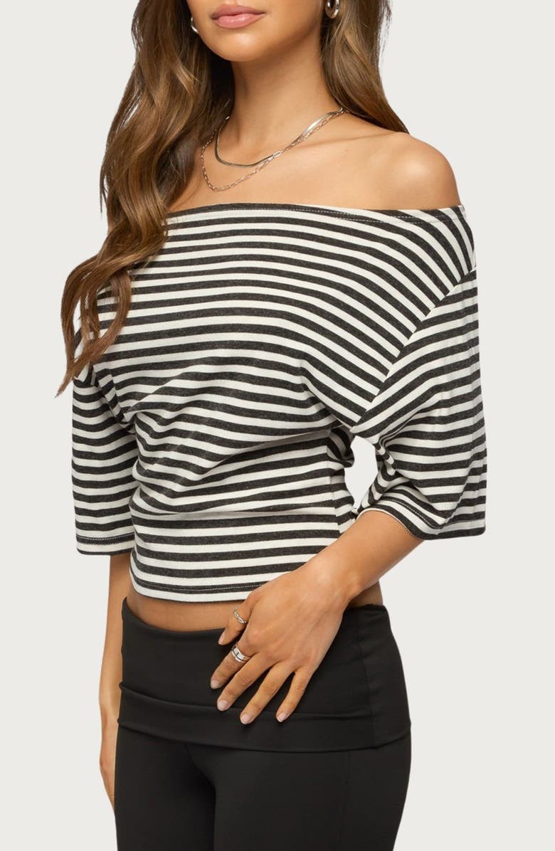 EDIKTED Jadan Stripe Off the Shoulder Top, Alternate, color, 