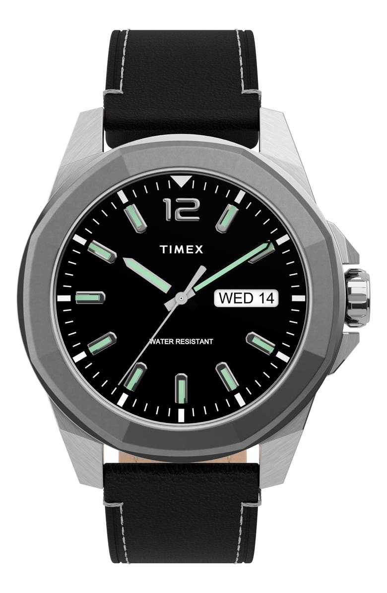 Timex<sup>®</sup> Essex Avenue Leather Strap Watch, 44mm, Main, color, 