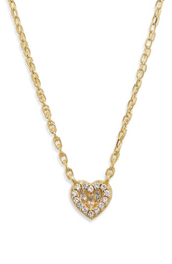 Argento Vivo Pavé Cubic Zirconia Mini Heart Pendant Necklace In Gold
