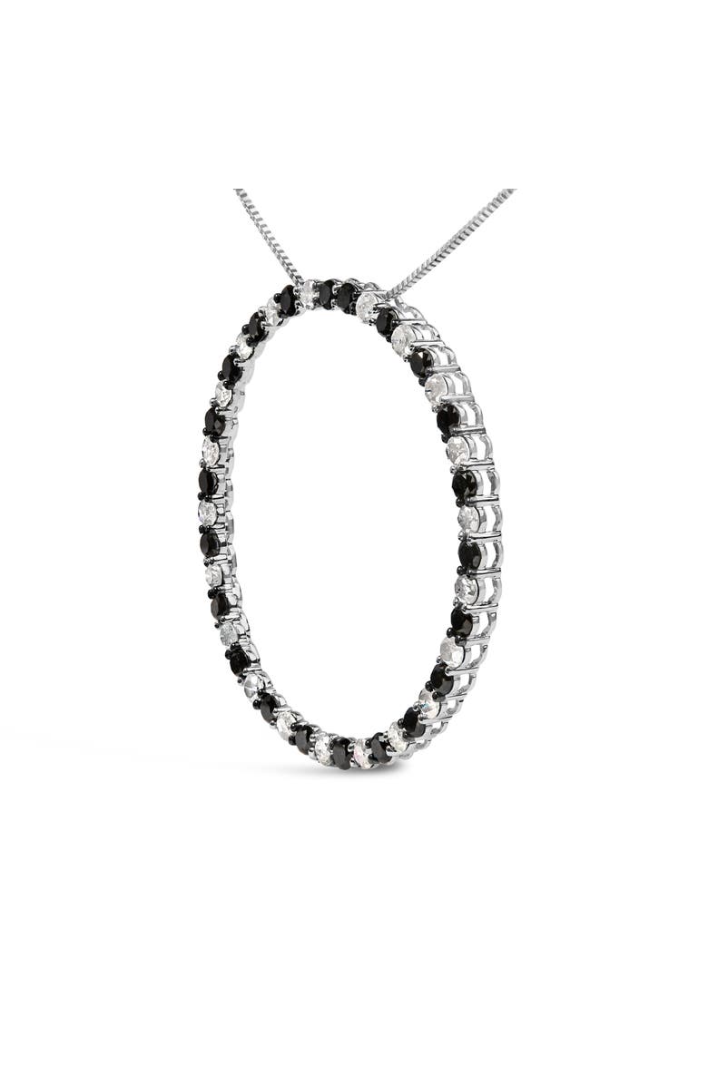 Haus of Brilliance Silver 3 Cttw Diamond Open Hoop Circle Pendant Necklace, Alternate, color, White