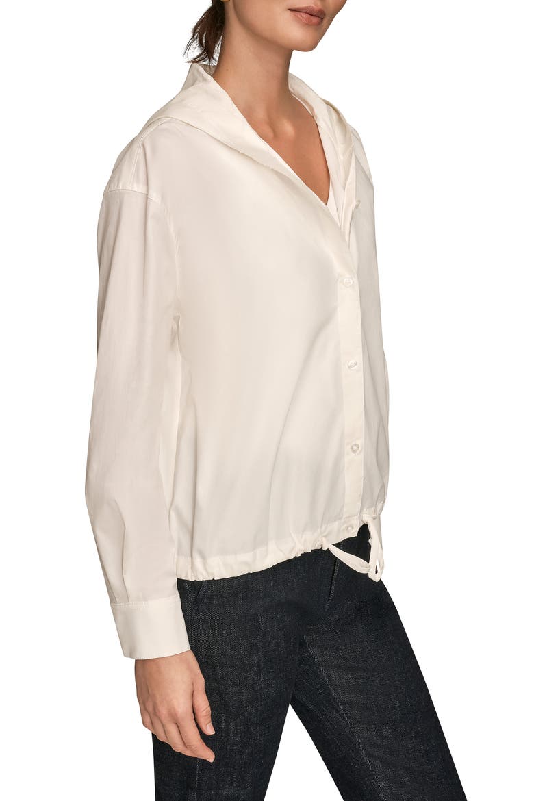 Hooded Long Sleeve Button-Up Shirt, Alternate, color, CREAM