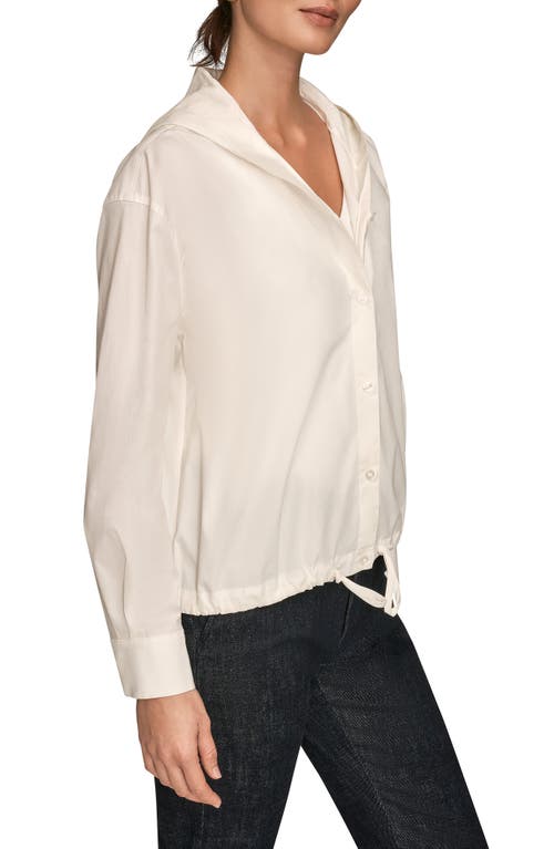 Donna Karan New York Hooded Long Sleeve Button-up Shirt In Neutral