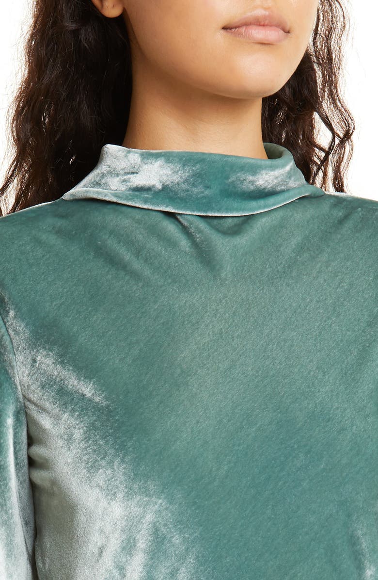 Vince Tie Back Mock Neck Long Sleeve Velvet Maxi Dress, Alternate, color, 