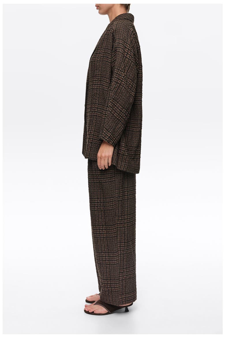 Checked Straight-Leg Trousers, Alternate, color, BROWN