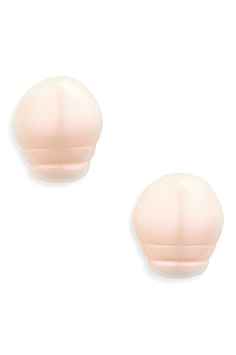 Collector Faux Baroque Pearl Stud Earrings, Main, color, ROSE
