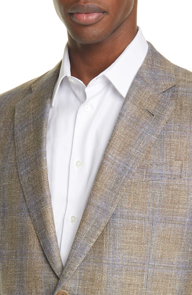Giorgio Armani Trim Fit Plaid Wool & Silk Blend Sport Coat, Alternate, color, 