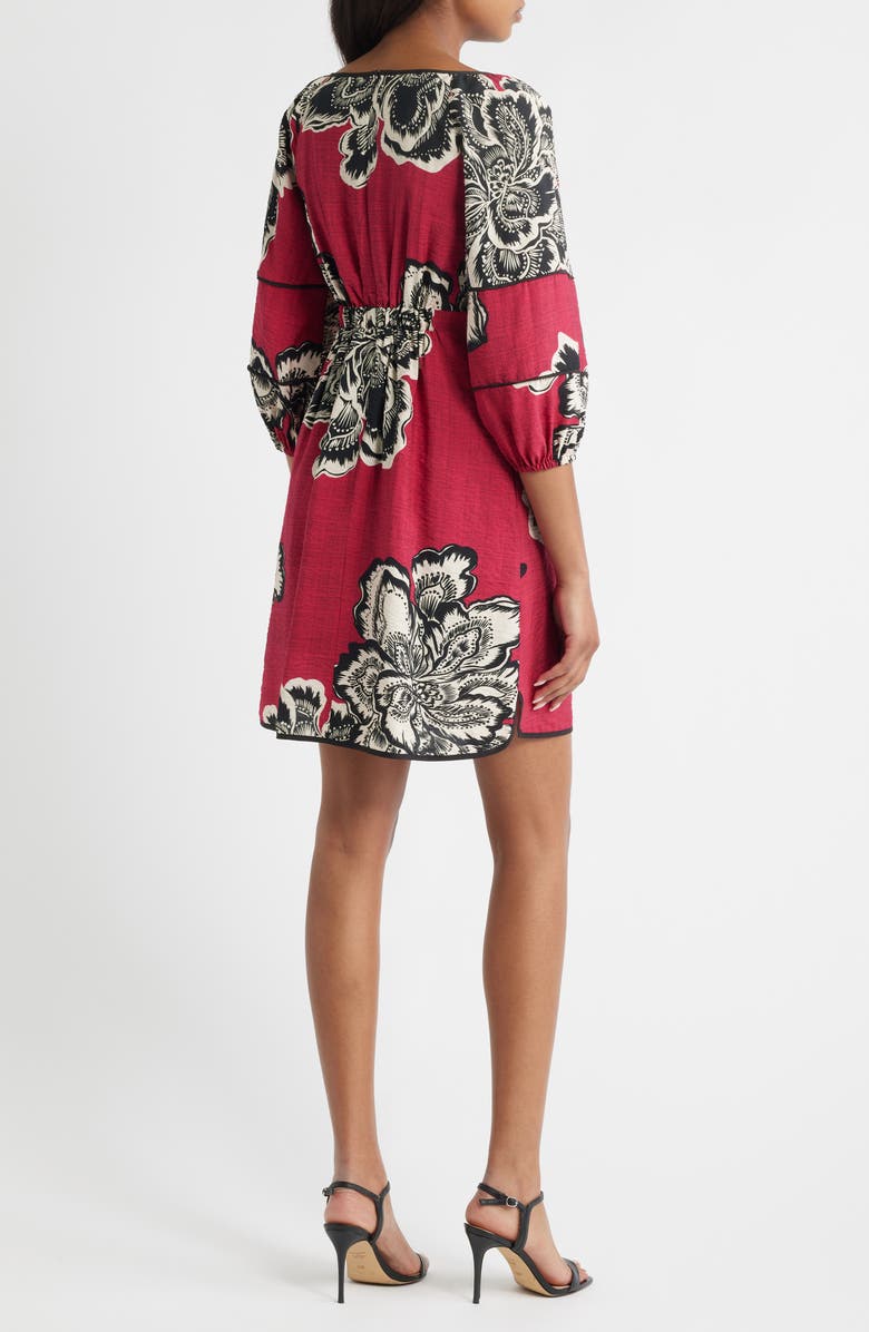 Placed Floral Empire Waist Dress