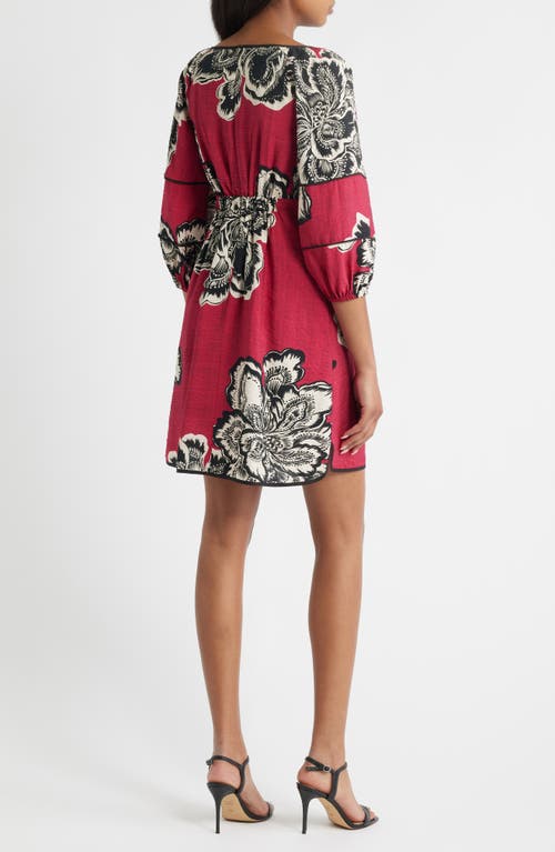 Vince Camuto Placed Floral Empire Waist Dress In Pink