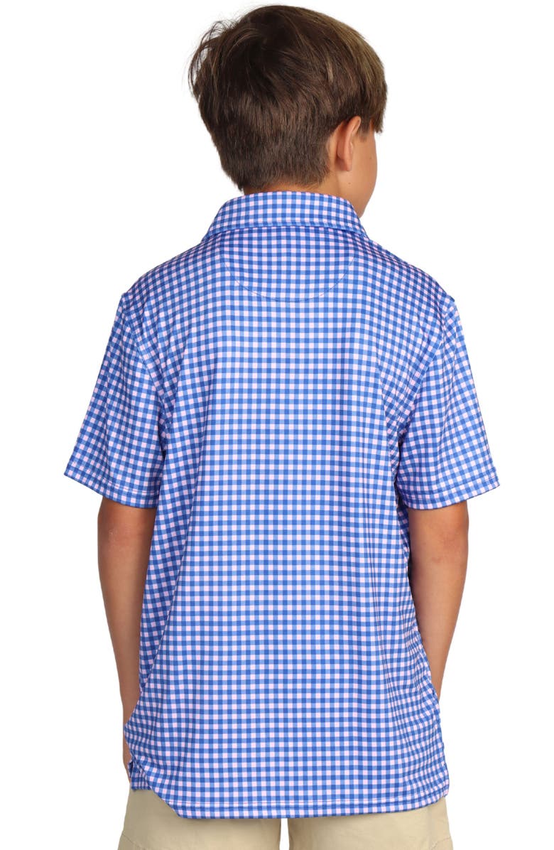 TailorByrd Kids' Gingham Performance Polo, Alternate, color, Royal Blue