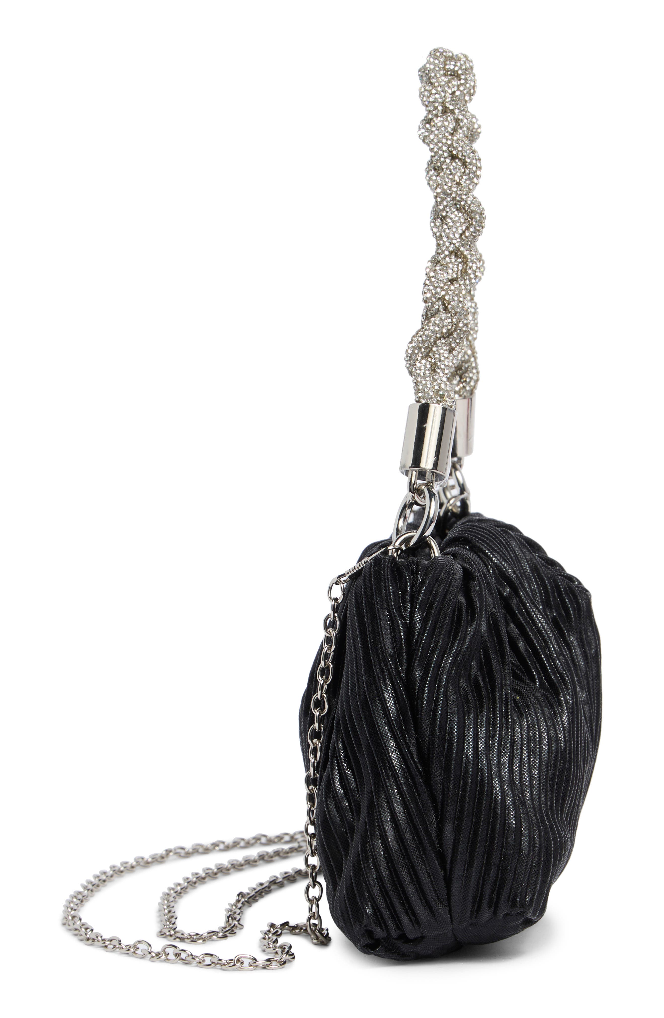 Florian Pleated Metallic Shoulder Bag, Alternate, color, BLACK