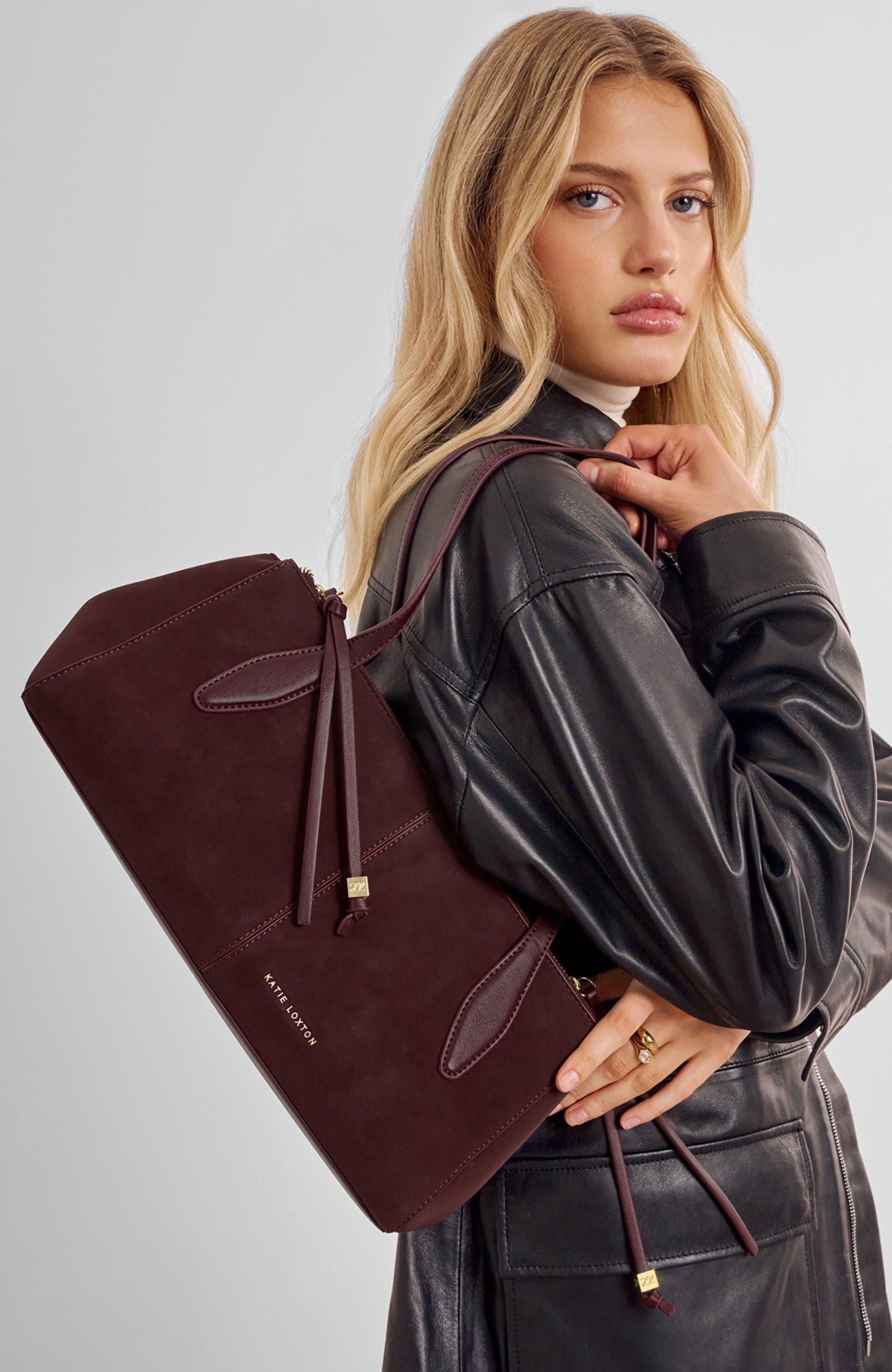 Hattie Shoulder Bag, Alternate, color, Cherry Suedette / Cherry