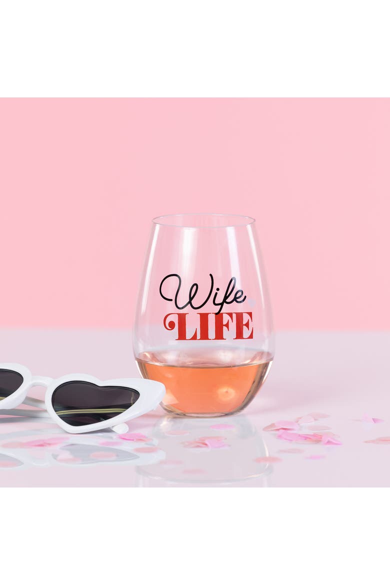 Wife Life Wine Glass Clear 18 oz, Alternate, color, Clear