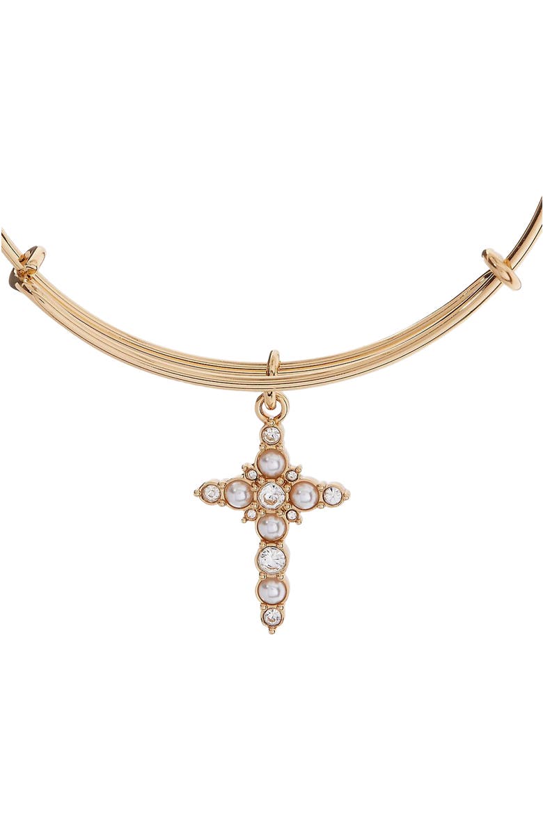 Alex and Ani Pearl Basics Cross Bangle Bracelet, Alternate, color,