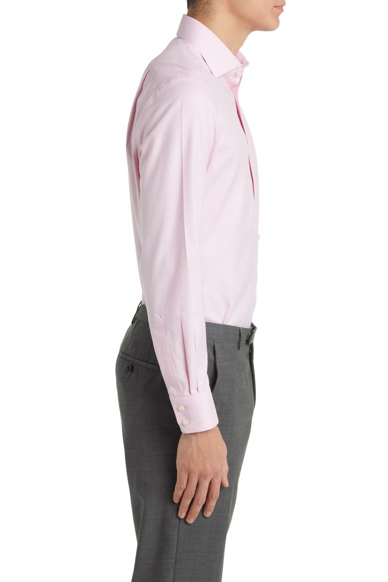 Non-Iron Twill Cutaway Slim Fit Shirt Single Cuff, Alternate, color, PINK