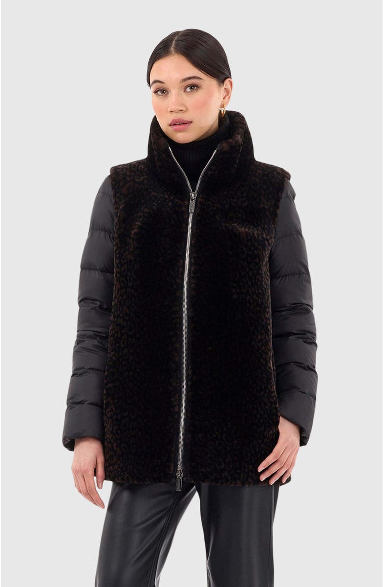 GORSKI Genuine Shearling Jacket, Detachable Sleeves, Main, color, Black/Brown Lprd