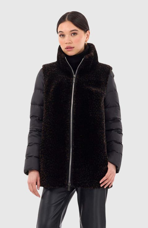Genuine Shearling Jacket, Detachable Sleeves