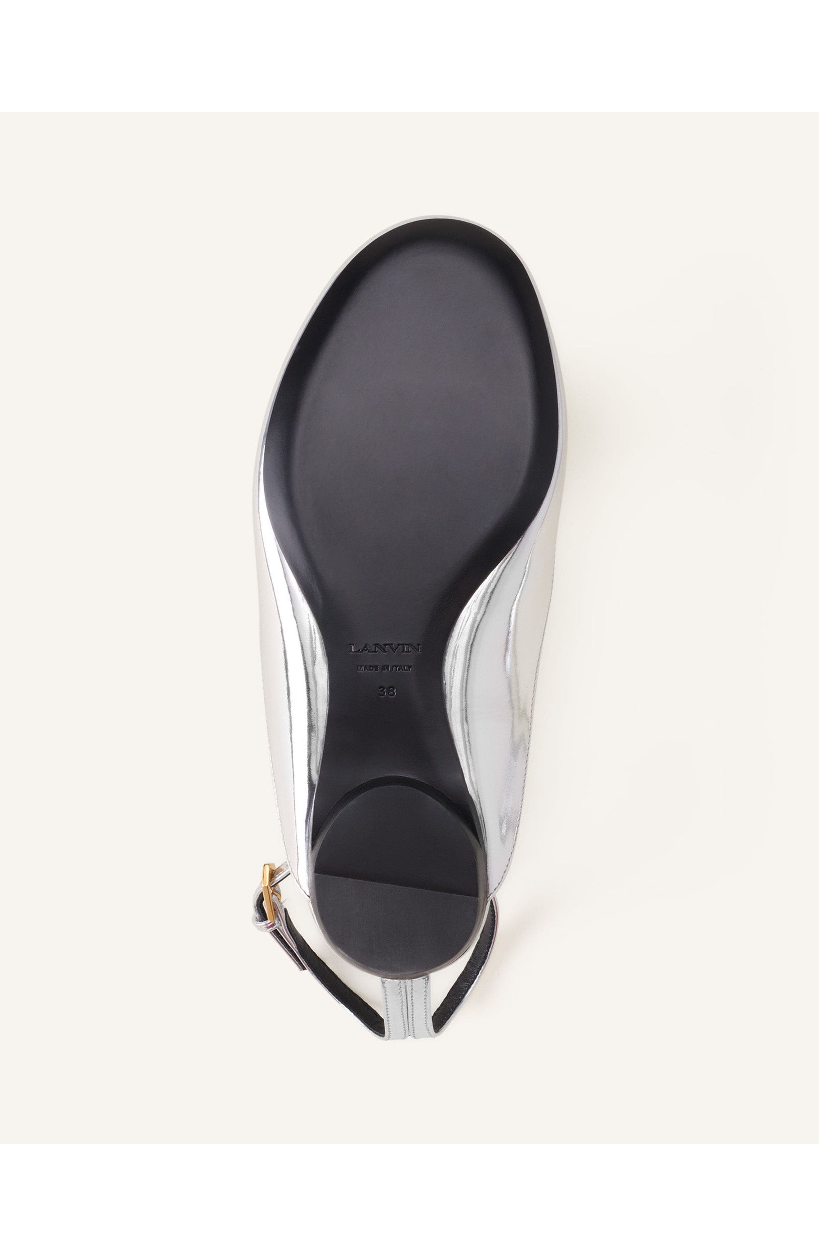 Lanvin Mary-Jane Ballerina In Leather, Alternate, color, Silver