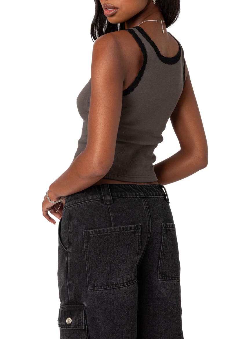 Alix Lace Rib Crop Tank, Alternate, color, GRAY