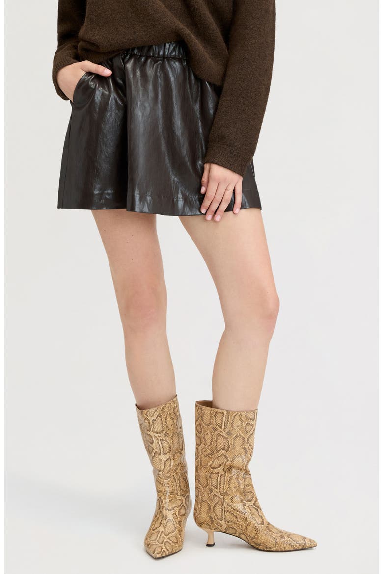 Faux Leather Miniskirt, Main, color, DARK BROWN