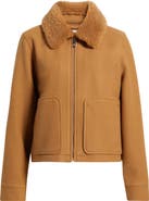 Sam Edelman Faux Fur Collar Zip-Up Jacket