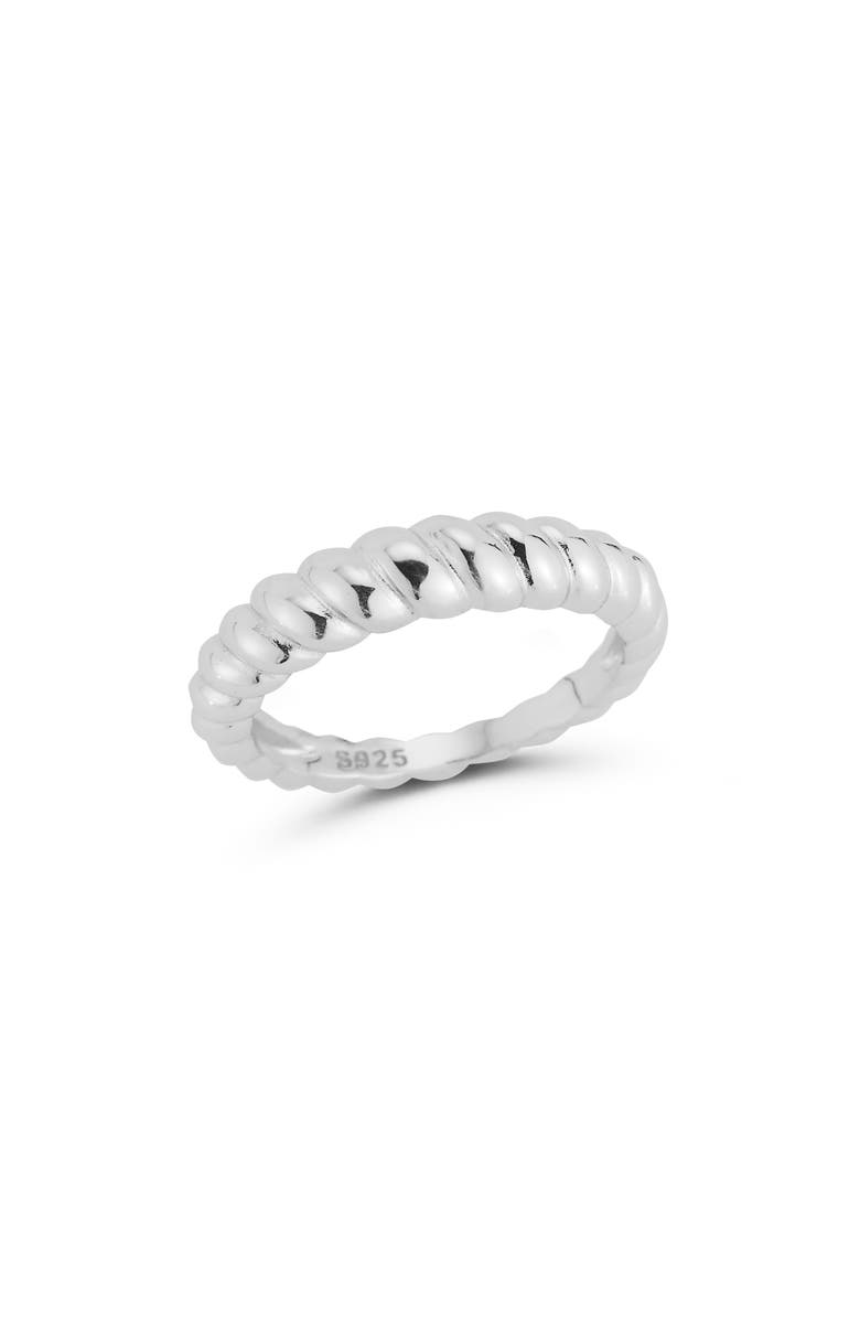 GLAZE JEWELRY Sterling Silver Twist Ring, Main, color, Silver