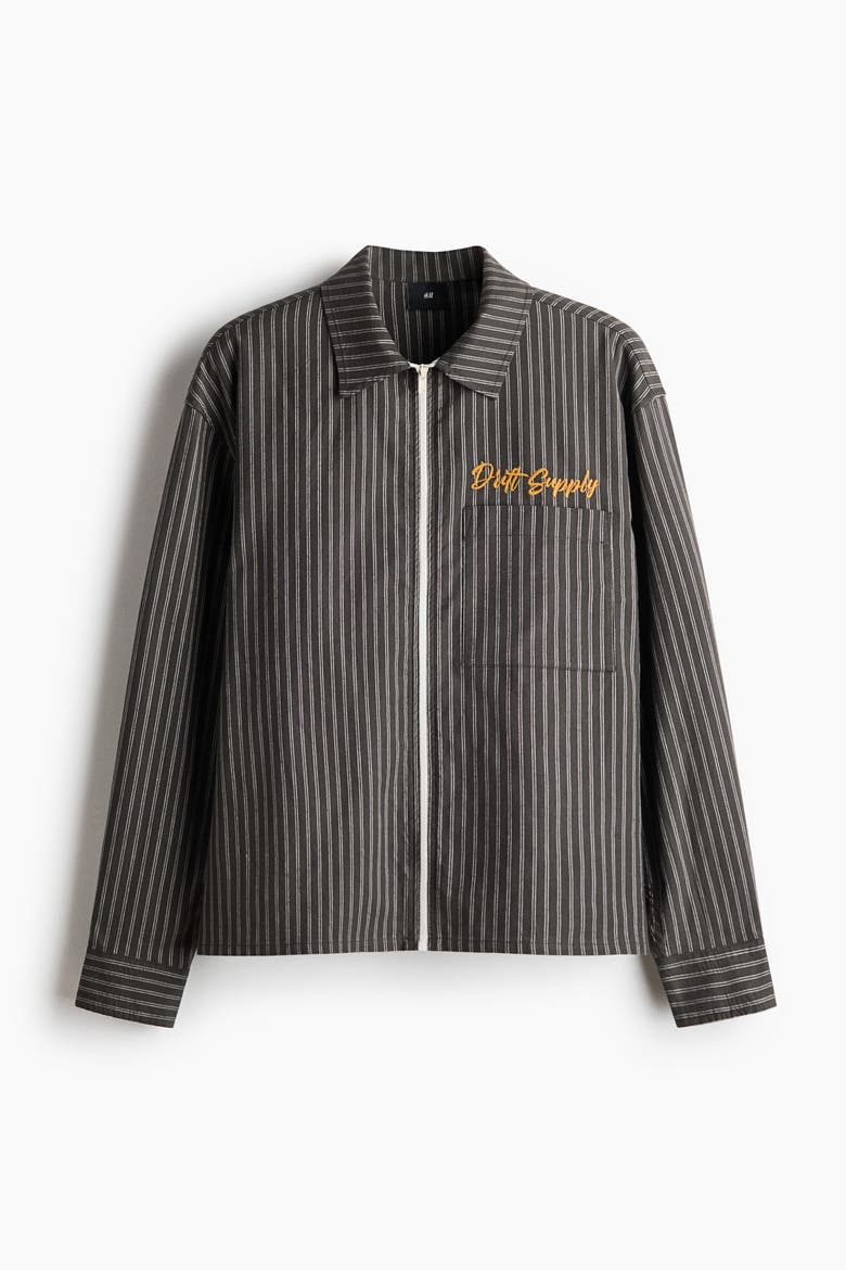Embroidered Cotton Overshirt, Alternate, color, Dark khaki green/Drift Supply