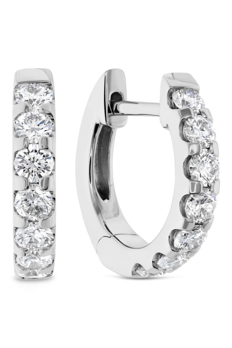 Odessa Diamond Huggie Earrings, Main, color, WHITE GOLD