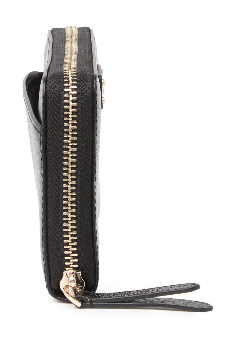 rima leather zip around wallet, Alternate, color, BLACK