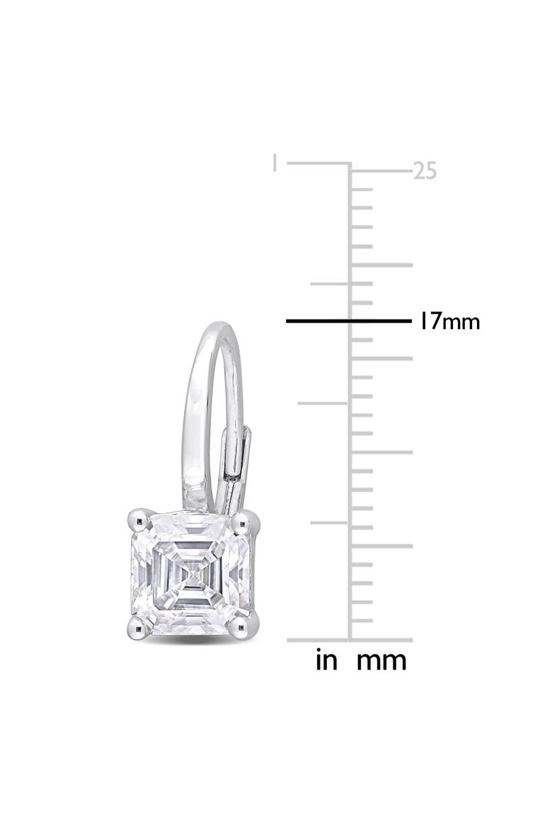 Asscher Cut Moissanite Lever Back Earrings, Alternate, color, WHITE